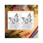 Carti si Birotica - Carti - Carti pentru copii - Carti de colorat - Carte de colorat Dual Vision, 40x2 ilustratii cu Fluturasi si Flori, 86 pagini, A5 - Infinity.ro