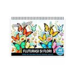 Carti si Birotica - Carti - Carti pentru copii - Carti de colorat - Carte de colorat Dual Vision, 40x2 ilustratii cu Fluturasi si Flori, 86 pagini, A5 - Infinity.ro