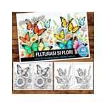 Carti si Birotica - Carti - Carti pentru copii - Carti de colorat - Carte de colorat Dual Vision, 40x2 ilustratii cu Fluturasi si Flori, 86 pagini, A5 - Infinity.ro
