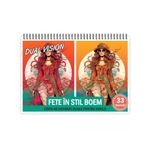 Carti si Birotica - Carti - Carti pentru copii - Carti de colorat - Carte de colorat Dual Vision, 33x2 ilustratii cu Fete in stil Boem, 66 pagini, A5 - Infinity.ro