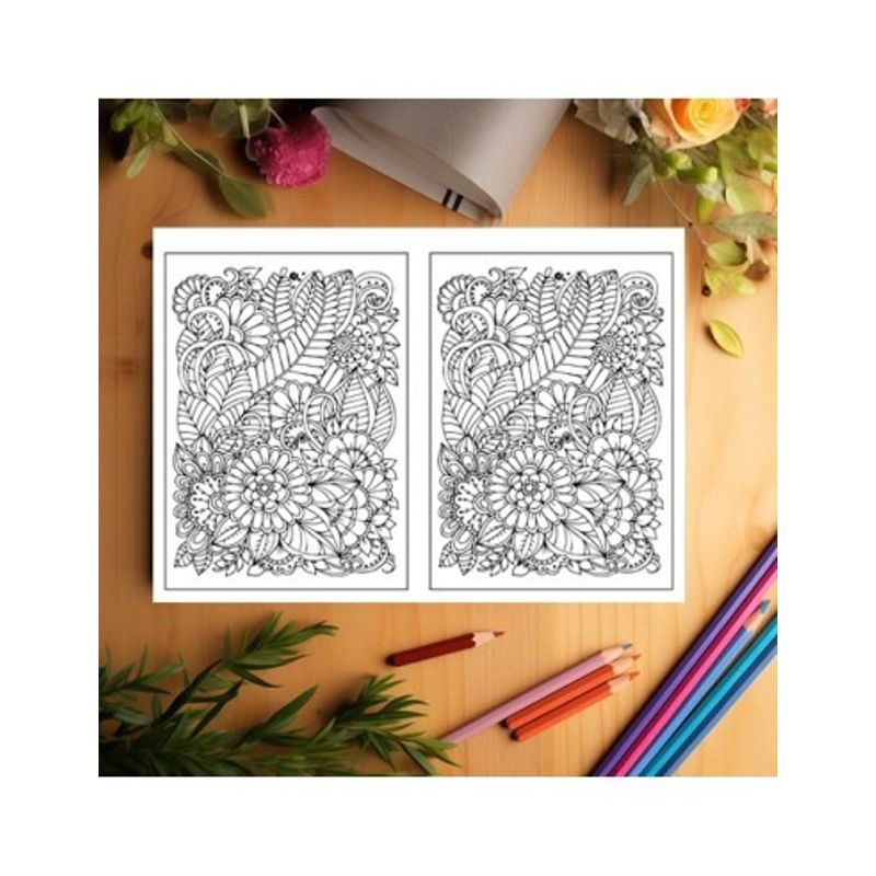 Carti si Birotica - Carti - Carti pentru copii - Carti de colorat - Carte de colorat Dual Vision, 50x2 ilustratii cu Armonie Florala, 106 pagini, A5 - Infinity.ro