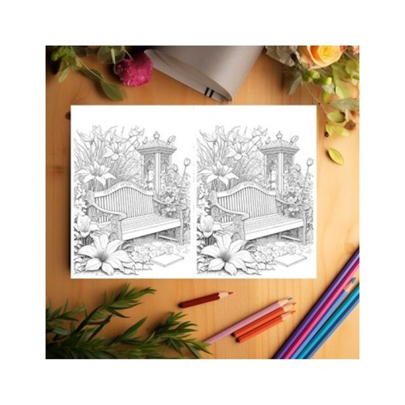 Carti si Birotica - Carti - Carti pentru copii - Carti de colorat - Carte de colorat Dual Vision, 50x2 ilustratii cu Flori din Gradina, 106 pagini, A5 - Infinity.ro