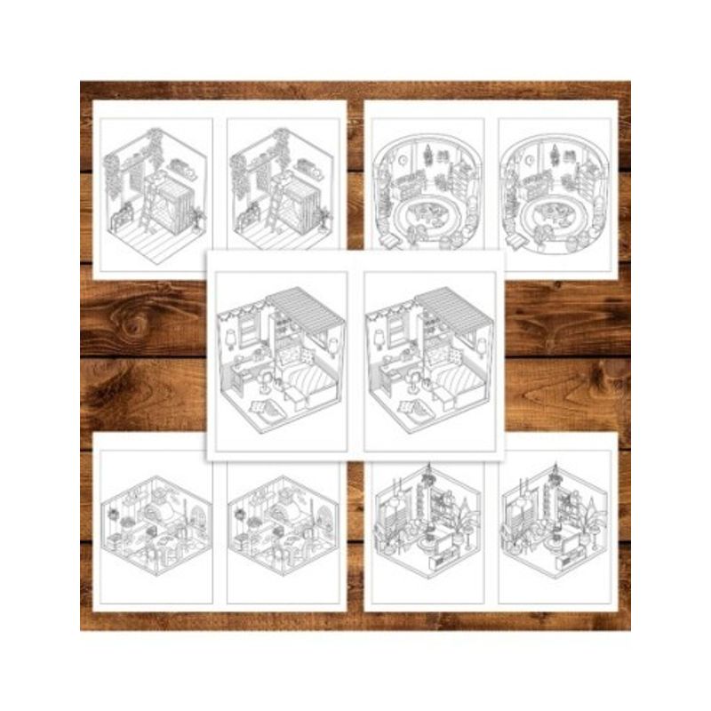 Carti si Birotica - Carti - Carti pentru copii - Carti de colorat - Carte de colorat Dual Vision, 40x2 ilustratii cu Pocket House, 86 pagini, A5 - Infinity.ro