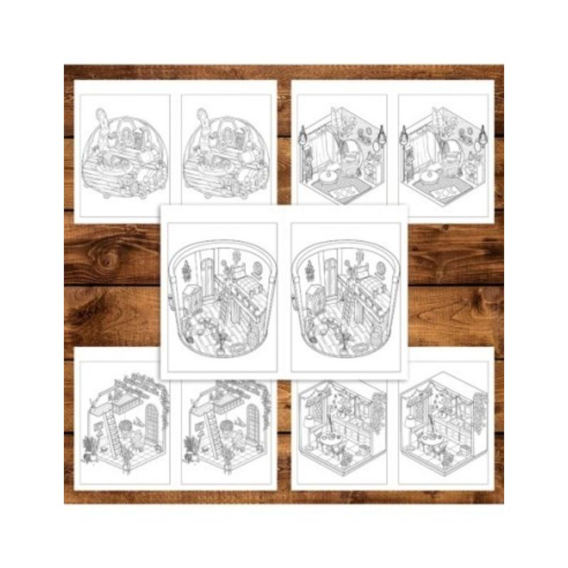 Carti si Birotica - Carti - Carti pentru copii - Carti de colorat - Carte de colorat Dual Vision, 40x2 ilustratii cu Pocket House, 86 pagini, A5 - Infinity.ro