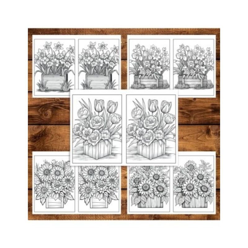 Carti si Birotica - Carti - Carti pentru copii - Carti de colorat - Carte de colorat Dual Vision, 50x2 ilustratii cu Aranjamente Florale, 106 pagini, A5 - Infinity.ro