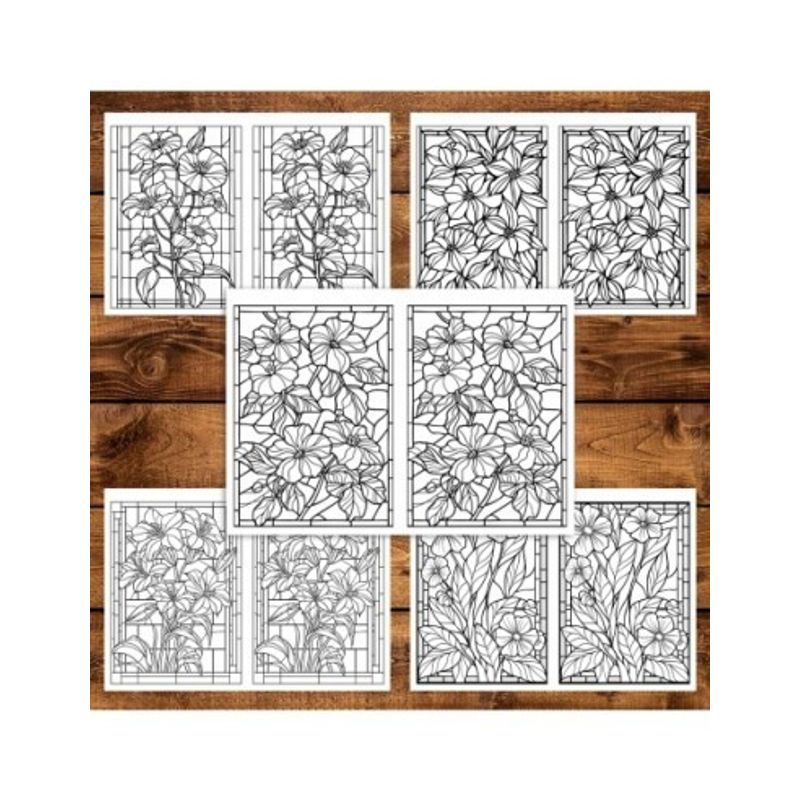 Carti si Birotica - Carti - Carti pentru copii - Carti de colorat - Carte de colorat Dual Vision, 40x2 ilustratii cu Vitralii cu Flori, 86 pagini, A5 - Infinity.ro