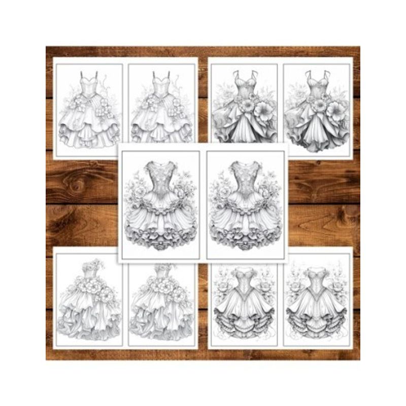 Carti si Birotica - Carti - Carti pentru copii - Carti de colorat - Carte de colorat Dual Vision, 50x2 ilustratii cu Rochii florale, 106 pagini, A5 - Infinity.ro