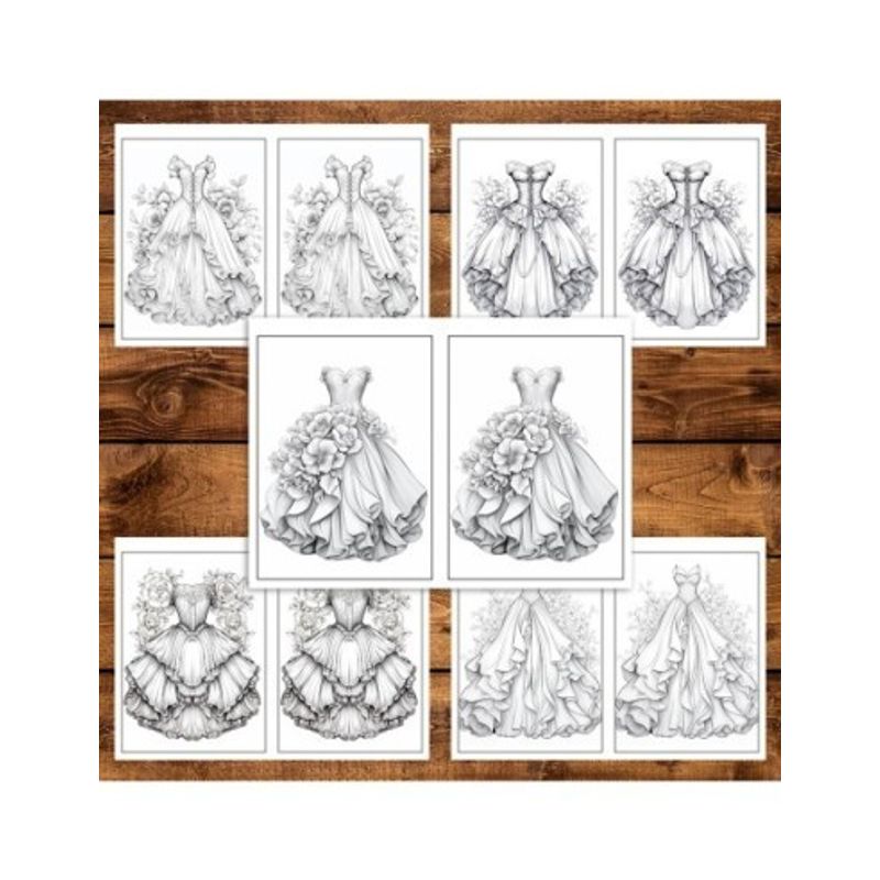 Carti si Birotica - Carti - Carti pentru copii - Carti de colorat - Carte de colorat Dual Vision, 50x2 ilustratii cu Rochii florale, 106 pagini, A5 - Infinity.ro