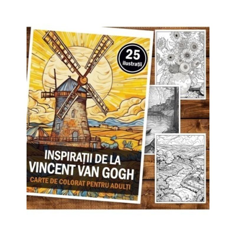 Carti si Birotica - Carti - Carti pentru copii - Carti de colorat - Carte de colorat pentru adulti, 25 de ilustratii, Vincent van Gogh, 56 pagini, A5 - Infinity.ro