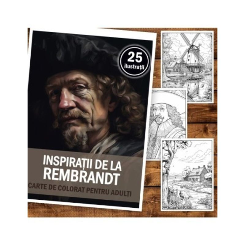 Carti si Birotica - Carti - Carti pentru copii - Carti de colorat - Carte de colorat pentru adulti, 25 de ilustratii, Rembrandt, 56 pagini, A5 - Infinity.ro