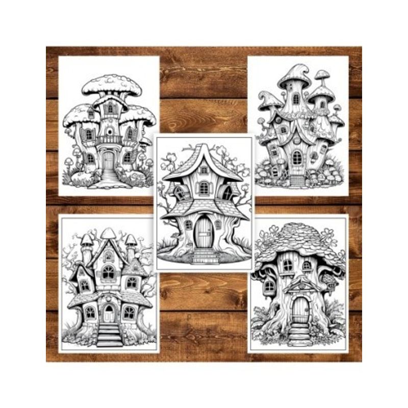 Carti si Birotica - Carti - Carti pentru copii - Carti de colorat - Carte de colorat pentru adulti, 38 de ilustratii, Case magice, 86 pagini, A5 - Infinity.ro