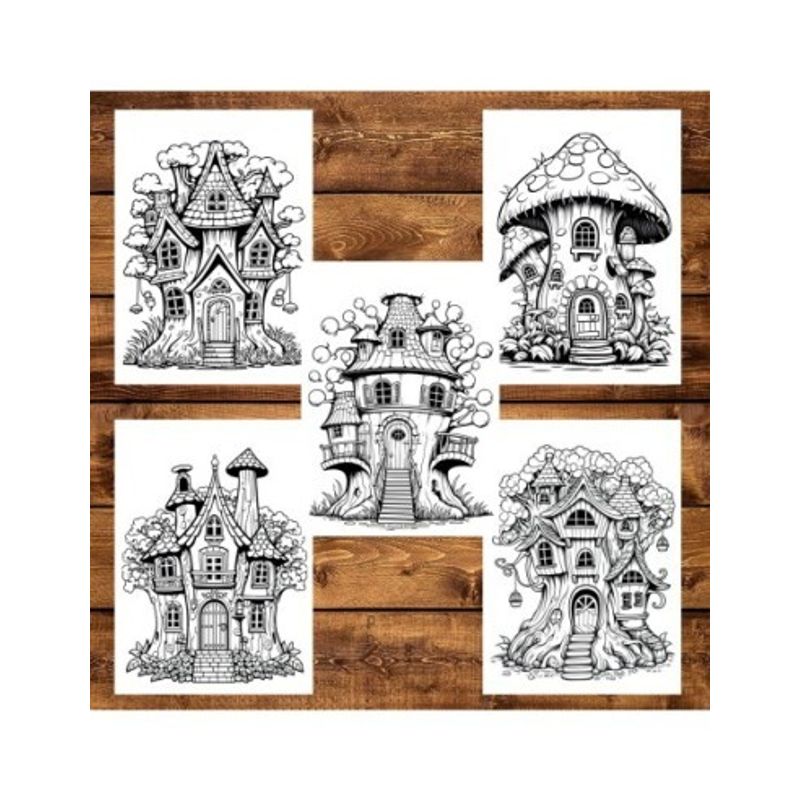 Carti si Birotica - Carti - Carti pentru copii - Carti de colorat - Carte de colorat pentru adulti, 38 de ilustratii, Case magice, 86 pagini, A5 - Infinity.ro