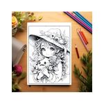 Carti si Birotica - Carti - Carti pentru copii - Carti de colorat - Carte de colorat pentru adulti, 50 de ilustratii Anime Halloween Girls, 106 pagini, A5 - Infinity.ro