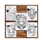 Carti si Birotica - Carti - Carti pentru copii - Carti de colorat - Carte de colorat pentru adulti, 50 de ilustratii Anime Halloween Girls, 106 pagini, A5 - Infinity.ro