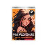 Carti si Birotica - Carti - Carti pentru copii - Carti de colorat - Carte de colorat pentru adulti, 50 de ilustratii Anime Halloween Girls, 106 pagini, A5 - Infinity.ro