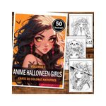 Carti si Birotica - Carti - Carti pentru copii - Carti de colorat - Carte de colorat pentru adulti, 50 de ilustratii Anime Halloween Girls, 106 pagini, A5 - Infinity.ro