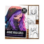Carti si Birotica - Carti - Carti pentru copii - Carti de colorat - Carte de colorat pentru adulti, 50 de ilustratii Anime Ninja Girls, 106 pagini, A5 - Infinity.ro