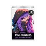Carti si Birotica - Carti - Carti pentru copii - Carti de colorat - Carte de colorat pentru adulti, 50 de ilustratii Anime Ninja Girls, 106 pagini, A5 - Infinity.ro