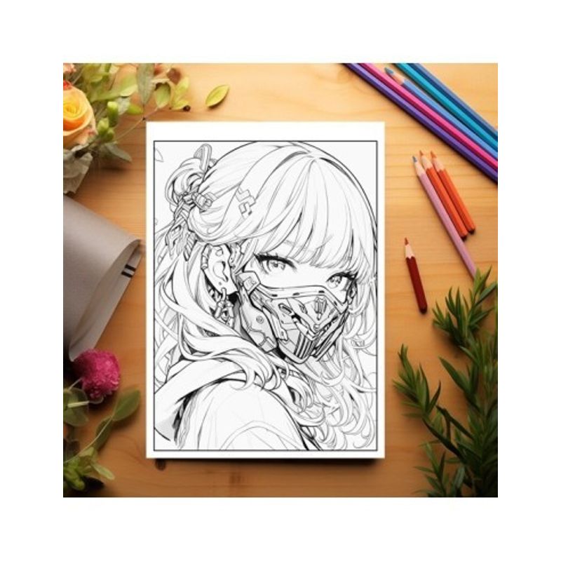 Carti si Birotica - Carti - Carti pentru copii - Carti de colorat - Carte de colorat pentru adulti, 50 de ilustratii Anime Ninja Girls, 106 pagini, A5 - Infinity.ro