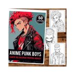 Carti si Birotica - Carti - Carti pentru copii - Carti de colorat - Carte de colorat pentru adulti, 50 de ilustratii Anime Punk Boys, 106 pagini, A5 - Infinity.ro