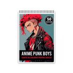 Carti si Birotica - Carti - Carti pentru copii - Carti de colorat - Carte de colorat pentru adulti, 50 de ilustratii Anime Punk Boys, 106 pagini, A5 - Infinity.ro