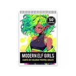 Carti si Birotica - Carti - Carti pentru copii - Carti de colorat - Carte de colorat pentru adulti, 50 de ilustratii Anime Modern Elves, 106 pagini, A5 - Infinity.ro