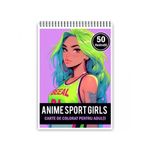 Carti si Birotica - Carti - Carti pentru copii - Carti de colorat - Carte de colorat pentru adulti, 50 de ilustratii Anime Sports Girls, 106 pagini, A5 - Infinity.ro