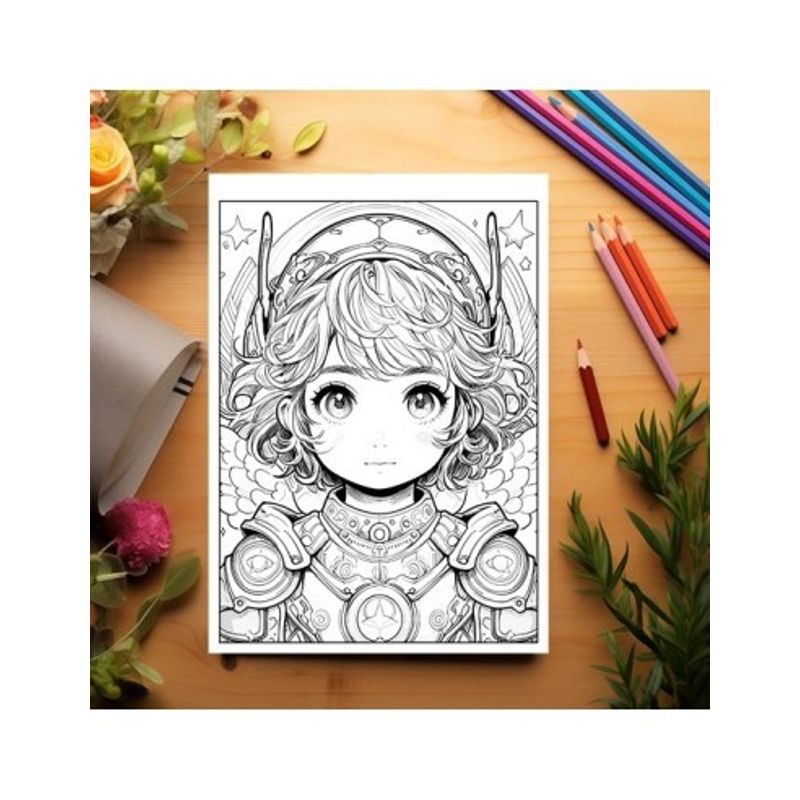 Carti si Birotica - Carti - Carti pentru copii - Carti de colorat - Carte de colorat pentru adulti, 50 de ilustratii Anime Space Girls, 106 pagini, A5 - Infinity.ro