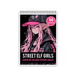 Carti si Birotica - Carti - Carti pentru copii - Carti de colorat - Carte de colorat pentru adulti, 50 de ilustratii Anime Street Elves, 106 pagini, A5 - Infinity.ro