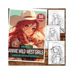 Carti si Birotica - Carti - Carti pentru copii - Carti de colorat - Carte de colorat pentru adulti, 50 de ilustratii Anime Wild West, 106 pagini, A5 - Infinity.ro