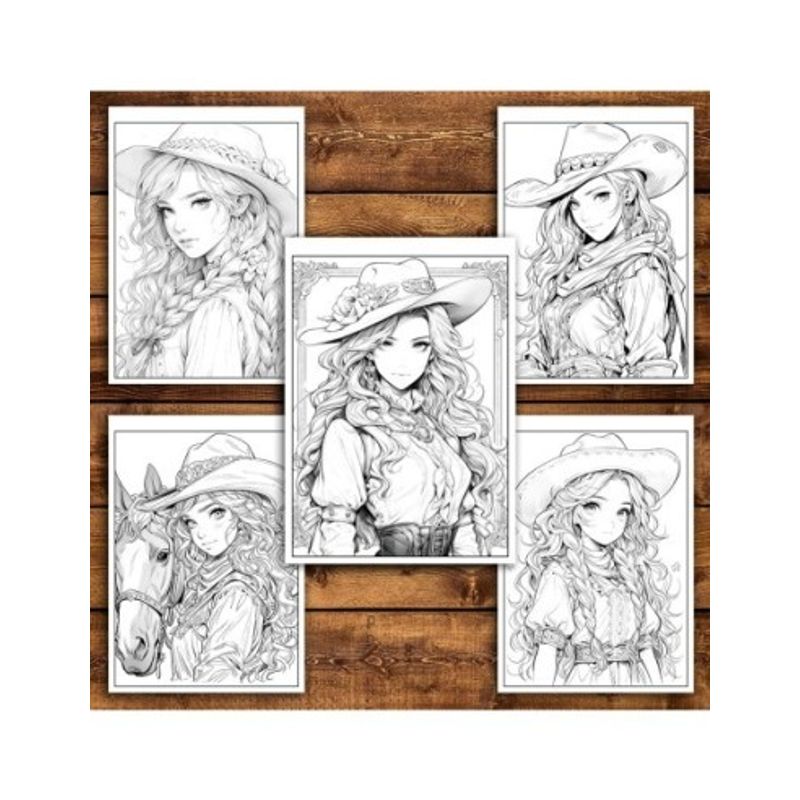 Carti si Birotica - Carti - Carti pentru copii - Carti de colorat - Carte de colorat pentru adulti, 50 de ilustratii Anime Wild West, 106 pagini, A5 - Infinity.ro