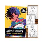 Carti si Birotica - Carti - Carti pentru copii - Carti de colorat - Carte de colorat pentru adulti, 50 de ilustratii Anime Retro Boys, 106 pagini, A5 - Infinity.ro
