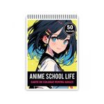 Carti si Birotica - Carti - Carti pentru copii - Carti de colorat - Carte de colorat pentru adulti, 50 de ilustratii Anime School Life, 106 pagini, A5 - Infinity.ro