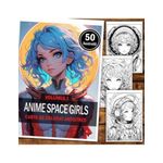 Carti si Birotica - Carti - Carti pentru copii - Carti de colorat - Carte de colorat pentru adulti, 50 de ilustratii Anime Space Girls, 106 pagini, A5 - Infinity.ro