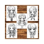 Carti si Birotica - Carti - Carti pentru copii - Carti de colorat - Carte de colorat pentru adulti, 50 de ilustratii Cute Chibi Girls, 106 pagini, A5 - Infinity.ro
