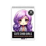 Carti si Birotica - Carti - Carti pentru copii - Carti de colorat - Carte de colorat pentru adulti, 50 de ilustratii Cute Chibi Girls, 106 pagini, A5 - Infinity.ro