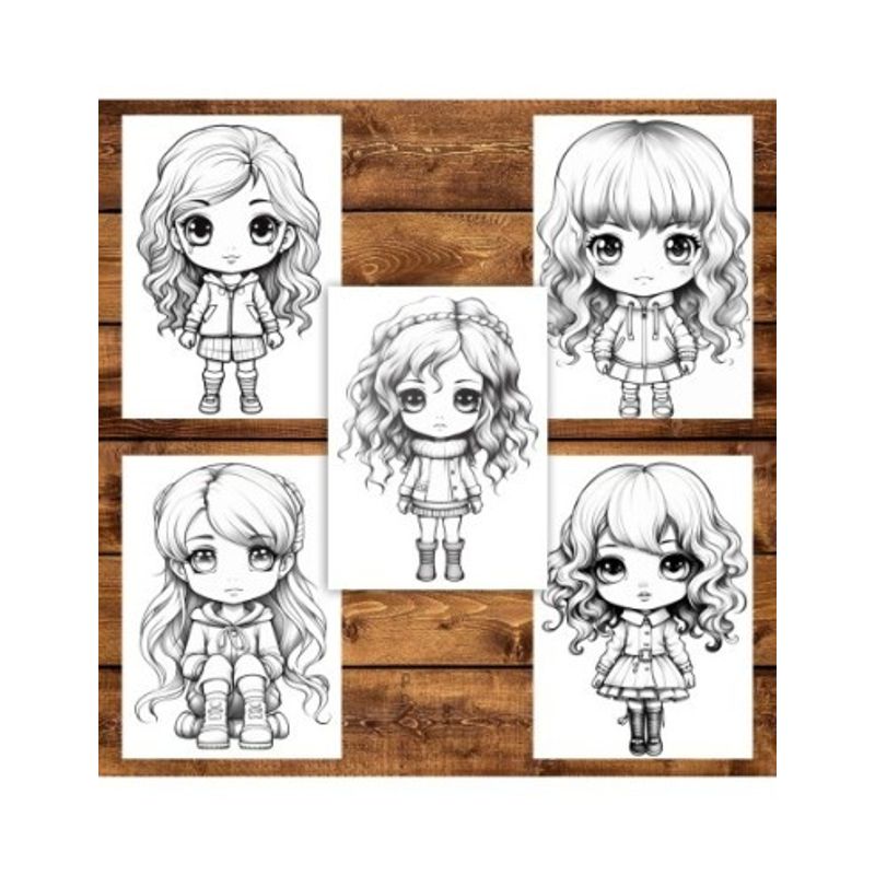 Carti si Birotica - Carti - Carti pentru copii - Carti de colorat - Carte de colorat pentru adulti, 50 de ilustratii Cute Chibi Girls, 106 pagini, A5 - Infinity.ro