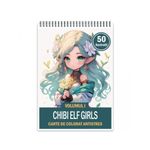 Carti si Birotica - Carti - Carti pentru copii - Carti de colorat - Carte de colorat pentru adulti, 50 de ilustratii Chibi Elf Girls, 106 pagini, A5 - Infinity.ro