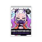 Carti si Birotica - Carti - Carti pentru copii - Carti de colorat - Carte de colorat pentru adulti, 50 de ilustratii Chibi Cyberpunk Girls, 106 pagini, A5 - Infinity.ro
