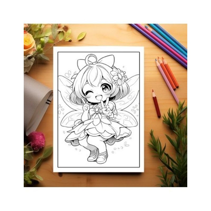 Carti si Birotica - Carti - Carti pentru copii - Carti de colorat - Carte de colorat pentru adulti, 50 de ilustratii Chibi Fairy Girls, 106 pagini, A5 - Infinity.ro