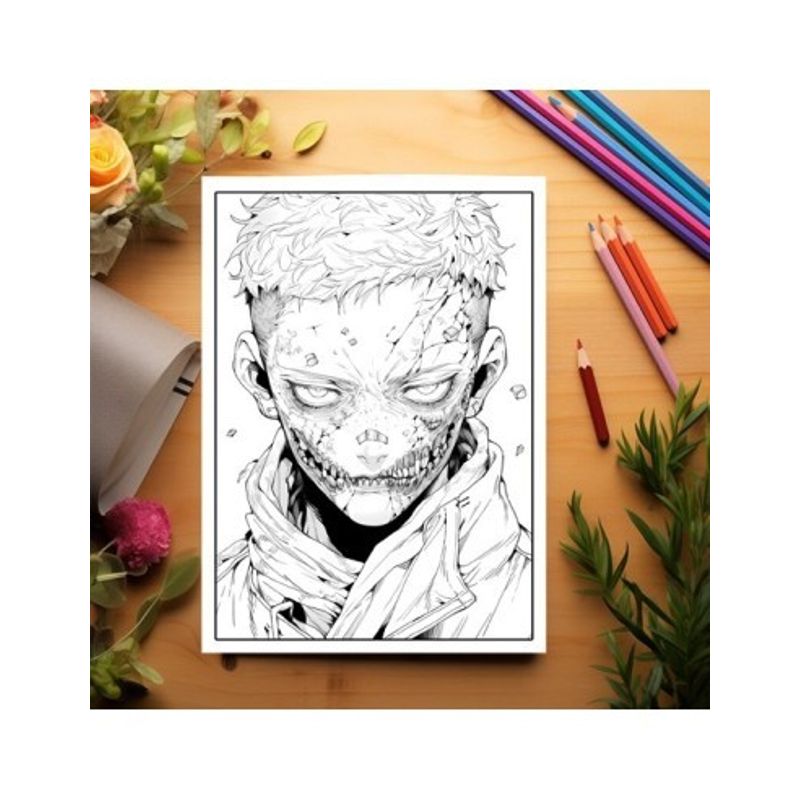 Carti si Birotica - Carti - Carti pentru copii - Carti de colorat - Carte de colorat pentru adulti, 50 de ilustratii Anime Zombie Boys, 106 pagini, A5 - Infinity.ro