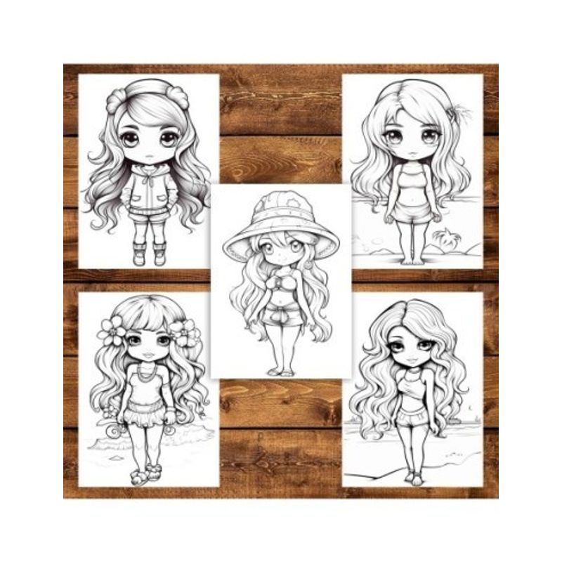 Carti si Birotica - Carti - Carti pentru copii - Carti de colorat - Carte de colorat pentru adulti, 50 de ilustratii Cute Chibi Girls, 106 pagini, A5 - Infinity.ro