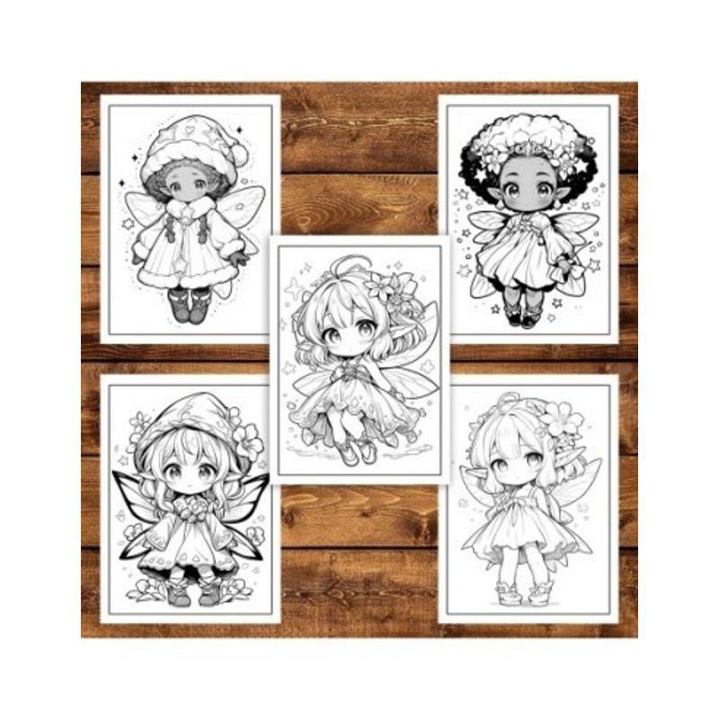 Carti si Birotica - Carti - Carti pentru copii - Carti de colorat - Carte de colorat pentru adulti, 50 de ilustratii Chibi Fairy Girls, 106 pagini, A5 - Infinity.ro