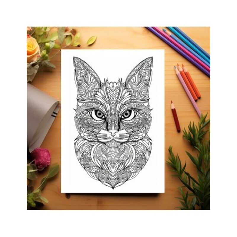 Carti si Birotica - Carti - Carti pentru copii - Carti de colorat - Carte de colorat pentru adulti, 50 de ilustratii Pisici Mandala, 106 pagini, A5 - Infinity.ro