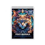 Carti si Birotica - Carti - Carti pentru copii - Carti de colorat - Carte de colorat pentru adulti, 50 de ilustratii Pisici Mandala, 106 pagini, A5 - Infinity.ro