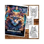 Carti si Birotica - Carti - Carti pentru copii - Carti de colorat - Carte de colorat pentru adulti, 50 de ilustratii Pisici Mandala, 106 pagini, A5 - Infinity.ro
