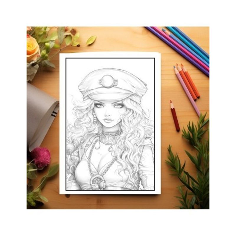 Carti si Birotica - Carti - Carti pentru copii - Carti de colorat - Carte de colorat pentru adulti, 50 de ilustratii Pirate Girls, 106 pagini, A5 - Infinity.ro