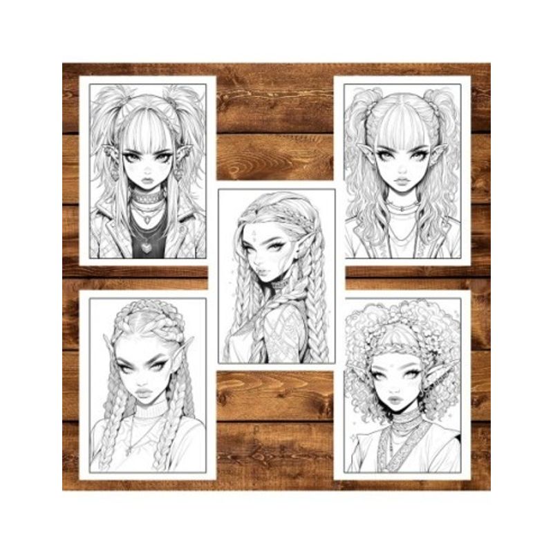 Carti si Birotica - Carti - Carti pentru copii - Carti de colorat - Carte de colorat pentru adulti, 50 de ilustratii Sassy Elf Girls - Volumul II, 106 pagini, A5 - Infinity.ro