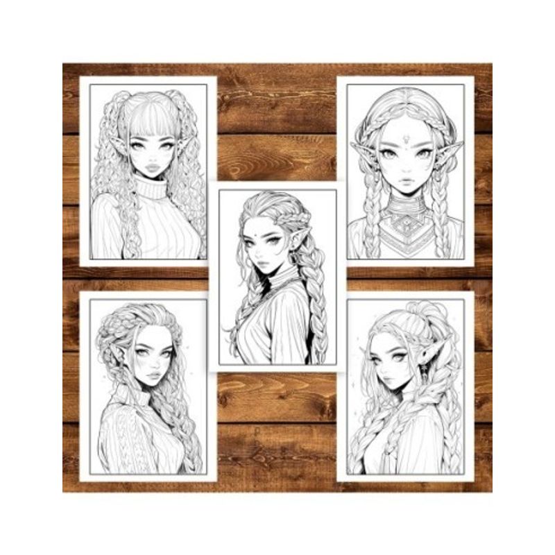 Carti si Birotica - Carti - Carti pentru copii - Carti de colorat - Carte de colorat pentru adulti, 50 de ilustratii Sassy Elf Girls - Volumul II, 106 pagini, A5 - Infinity.ro