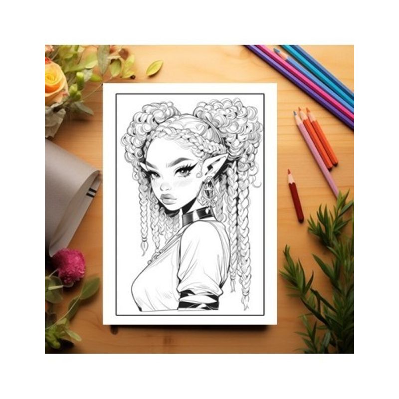Carti si Birotica - Carti - Carti pentru copii - Carti de colorat - Carte de colorat pentru adulti, 50 de ilustratii Sassy Elf Girls - Volumul II, 106 pagini, A5 - Infinity.ro